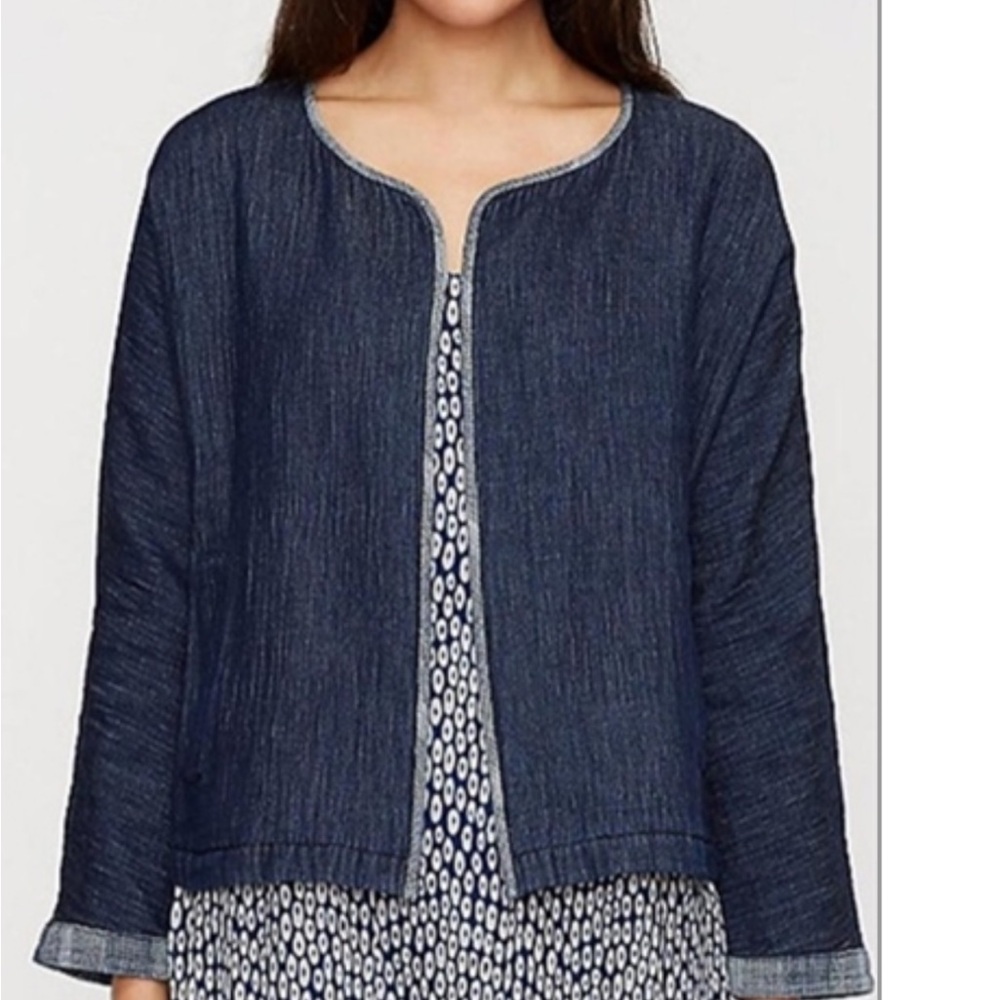 EILEEN FISHER Organic Cotton Denim Jacket Size Small Petite